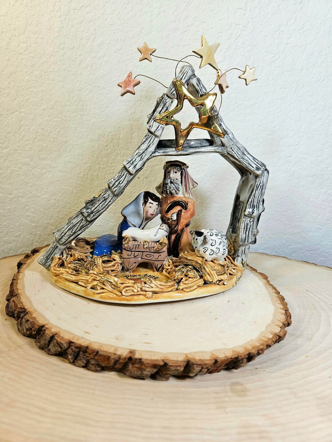 Blue Sky Nativity Tealight Candle Holder Blue Sky Clayworks Etsy