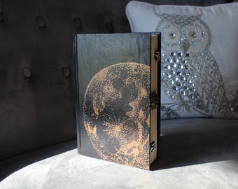 Artisanal Book Clutch Purse - Black/Copper Moon