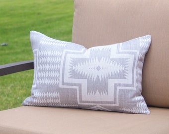 12x18 Harding Dove Outdoor Pillow Cover, Gray Southwestern All Weather Pillow Cover (Made to Order)