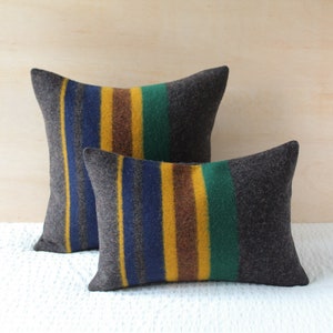 Yakima Camp Blanket Wool Pillow Cover in Oxford, Striped Cabin Pillow (Made to Order)