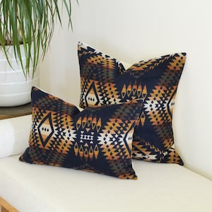 Mission Trails Navy Wool Pillow Cover, Southwestern Pillow Cover (Made to Order)