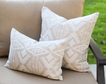 River Tonal Sand Outdoor Pillow Cover, Tan All Weather Pillow Cover (Made to Order)