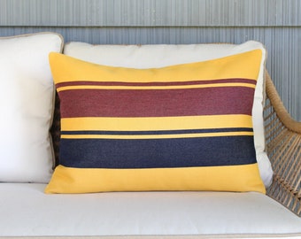 Yellowstone National Park Outdoor Pillow Cover, Gold and Navy Outdoor Pillow (Made to Order)