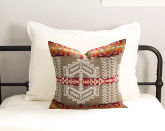 Khaki Trail Wool Pillow Cover, Tan Southwestern Pillow Cover (Made to Order)