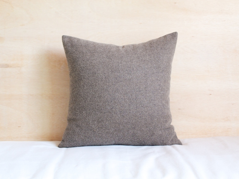 Yakima Camp Stripe Merino Wool Pillow Cover in Mineral Umber by True Having • Shown in 18"x18" size (back)