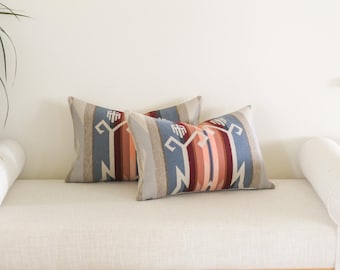 Pair of 11x17 White Sands Wool Pillow Covers, Southwestern Pillow Covers (Ready to Ship)