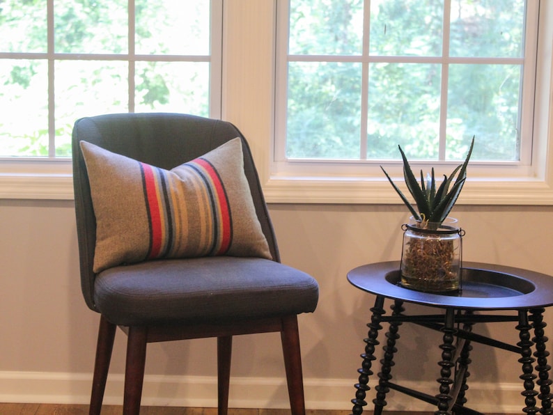 Yakima Camp Stripe Merino Wool Pillow Cover in Mineral Umber by True Having • Shown in 14"x20" size