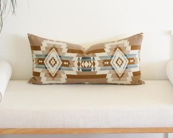 14x30 Rock Point Wool Pillow Cover, Tan and Cream Southwestern Pillow Cover (Made to Order)