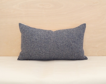 12x20 Navy Tweed Wool Pillow Cover, Blue Textured Throw Pillow Cover (Ready to Ship)