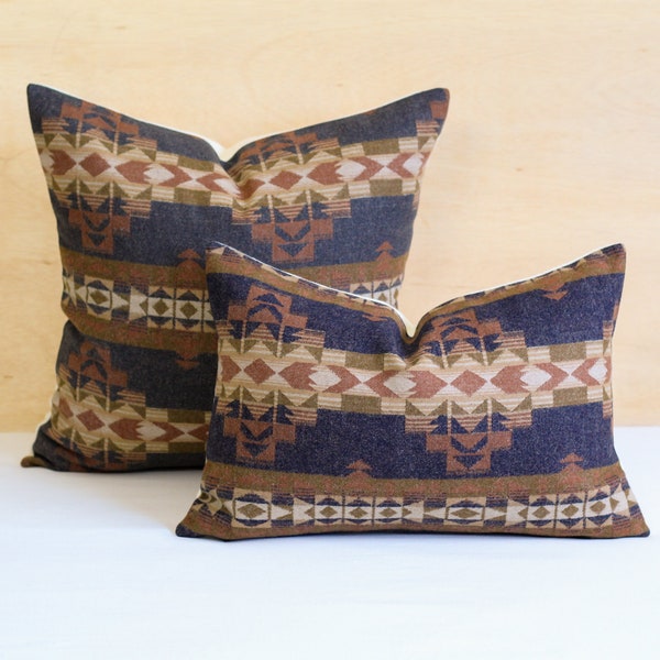 Desert Dawn Pillow Cover, Brown and Navy Southwestern Pillow Cover (Made to Order)