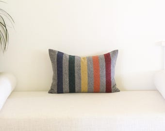 12x18 Multicolor Stripe Merino Wool Pillow Cover (Ready to Ship)