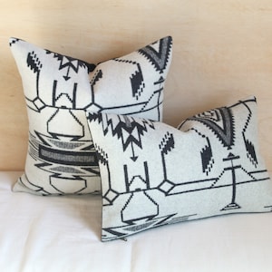 Tsi Mayoh White Wool Pillow Cover, Black and White Pillow Cover, Southwestern Pillow Cover (Made to Order)