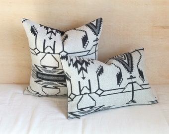 Tsi Mayoh White Wool Pillow Cover, Black and White Pillow Cover, Southwestern Pillow Cover (Made to Order)