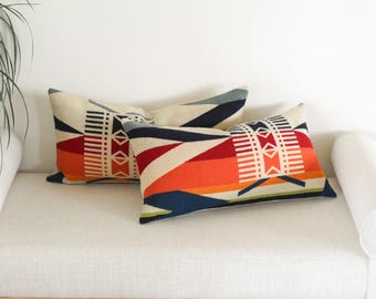 Pair of 12x22 Fire Legend Wool Pillow Cover, Southwestern Pillow Cover (Ready to Ship)