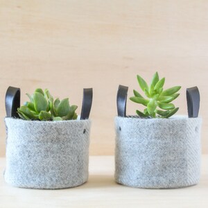 Gray Plaid Planter, Indoor Planter, Wool Planter, Plant Gift