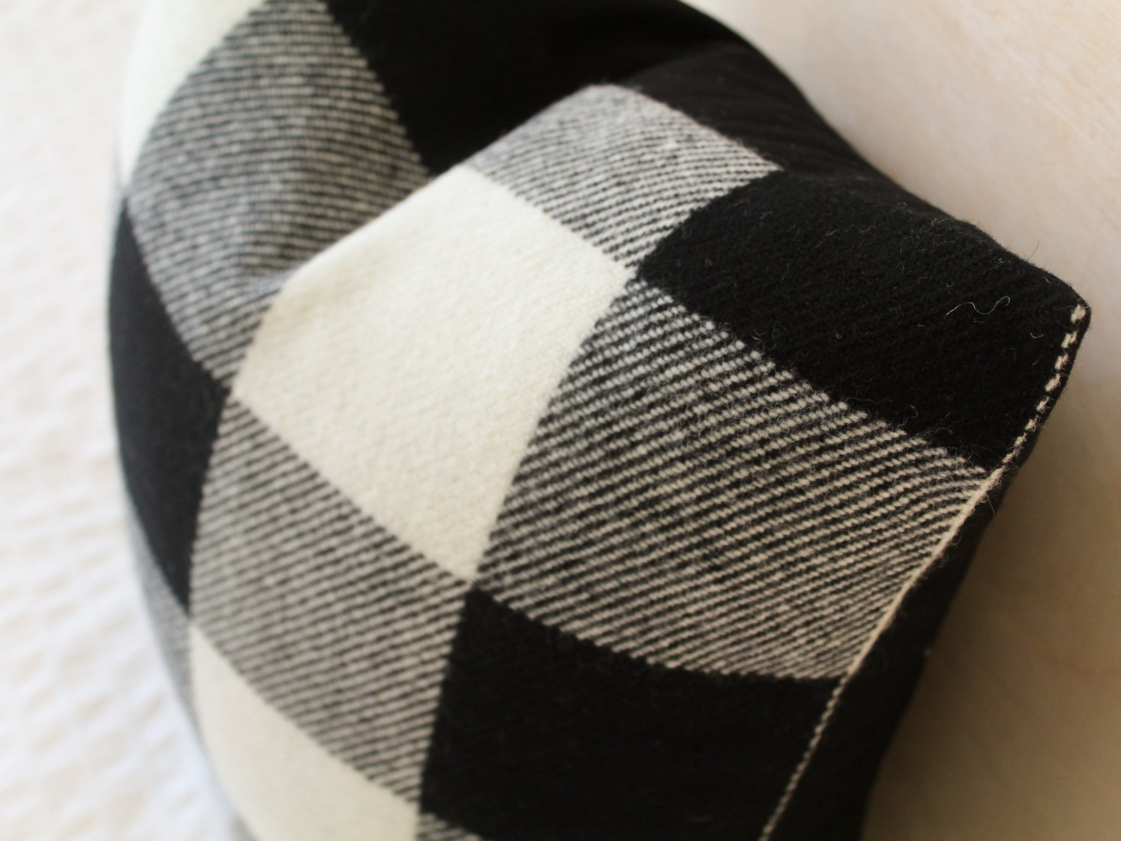 Black and White Buffalo Plaid Pillow Cover Plaid Wool Pillow Etsy