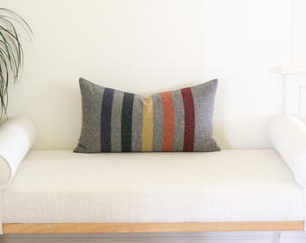 12x22 Multicolor Stripe Merino Wool Pillow Cover (Ready to Ship)