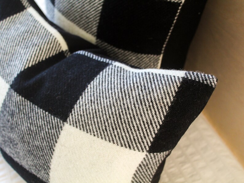 Black and White Buffalo Plaid Pillow Cover Plaid Wool Pillow Etsy