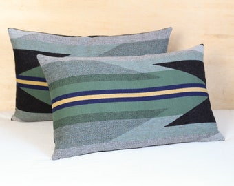 Pair of 16x26 Wyeth Trail Oxford Wool Pillow Covers, 16x26 Southwestern Bed Shams (Made to Order)