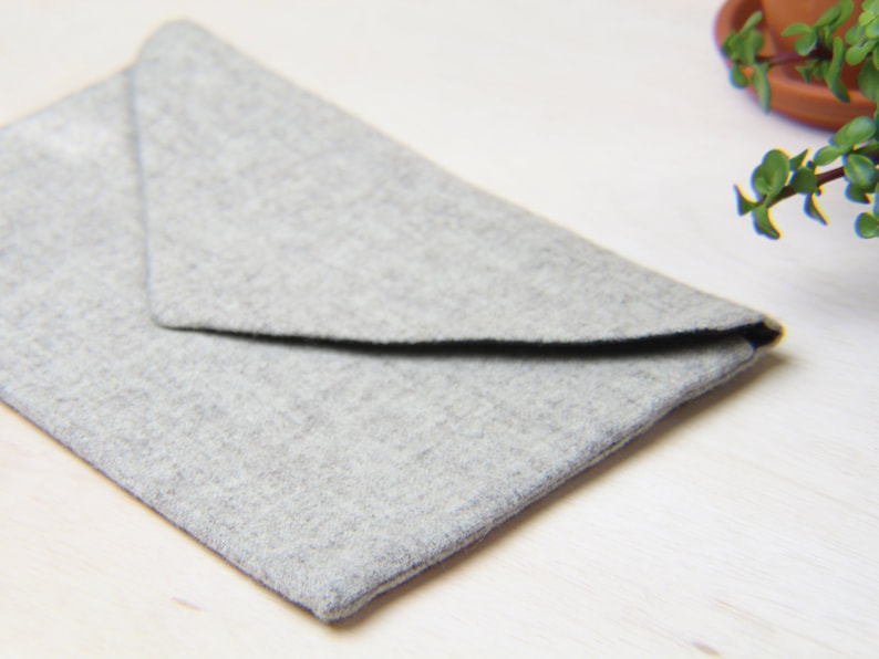 Envelope Clutch Purse in Natural Woven Beige Wool Snap Clutch Neutral Wool Clutch Tan Wool Clutch