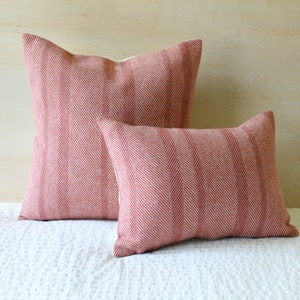 12x18 Light Green and Pale Pink Wool Pillow Cover with Black Fringe
