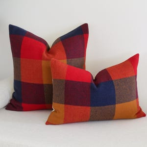 Copper and Red Buffalo Check Wool Pillow Cover, Fall Plaid Pillow Cover (Made to Order)