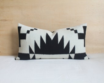 12x22 Spider Rock Wool Pillow Cover, Black and White Pillow Cover (Made to Order)