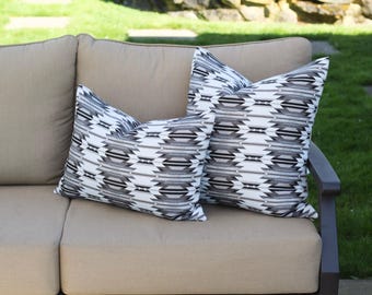 Wyeth Trail Stone Outdoor Pillow Cover, Black and White Southwestern All Weather Pillow Cover (Made to Order)