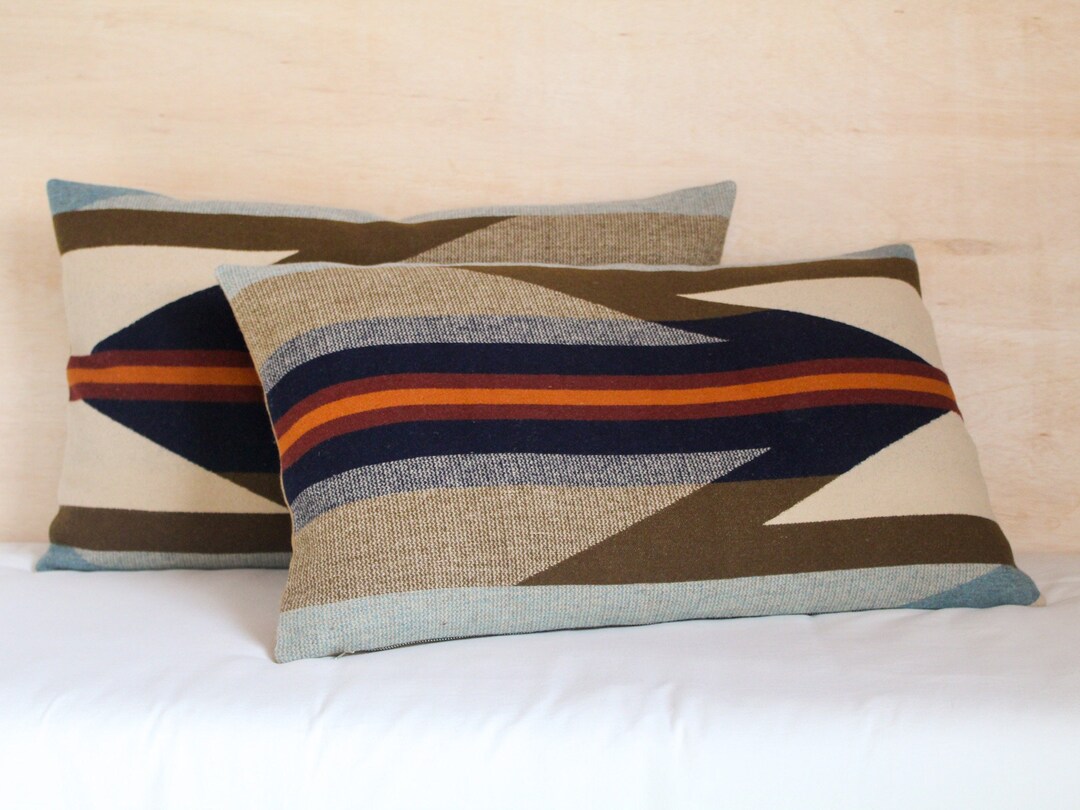 Pair of 16x26 Wyeth Trail Wool Pillow Covers, Southwestern Bed