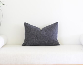 12x18 Navy Twill Wool Pillow Cover, Navy Blue Pillow Cover (Ready to Ship)
