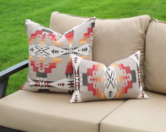 Tucson Hawk Outdoor Pillow Cover, Southwestern All Weather Pillow Cover (Made to Order)