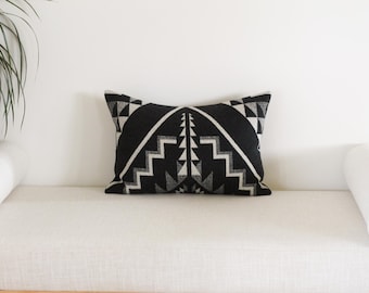 12x18 Oxbow Wool Pillow Cover, Black and White Southwestern Lumbar Pillow Cover (Made to Order)