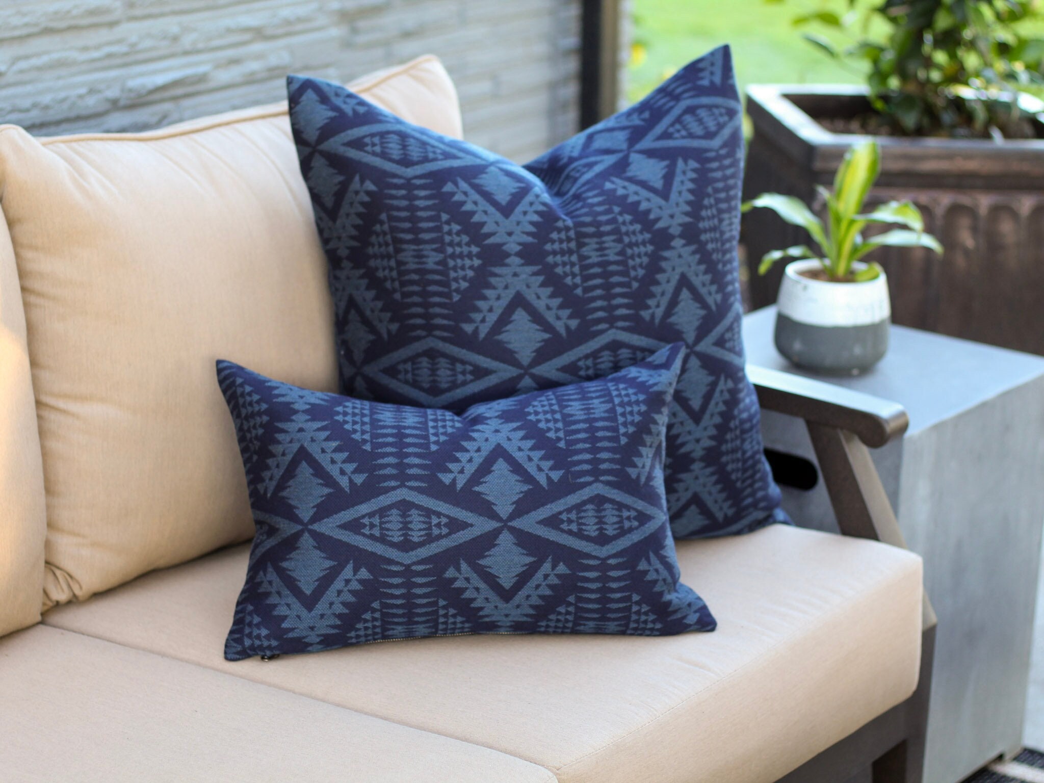 River Tonal Midnight Outdoor Pillow Cover Navy Blue All Weather Pillow Cover Dark Blue Outdoor Pillow Cover made to Order Etsy