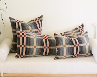 Housse de coussin carrée en laine schisteuse, housse de coussin géométrique moderne