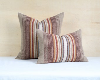 Sienna Stripe Wool Pillow Cover, Tan Striped Pillow Cover (Made to Order)