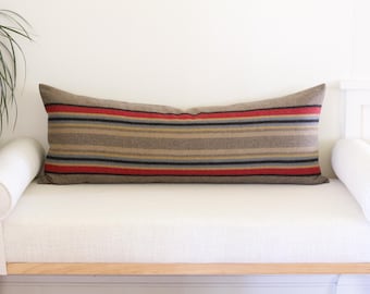 14x36 Yakima Camp Stripe Merino Wool Long Lumbar Pillow Cover in Mineral Umber (Made to Order)