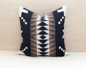 Spider Rock Wool Pillow Cover, Camel, Black and White Southwestern Pillow Cover (Ready to Ship)