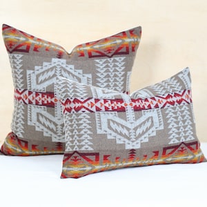 Khaki Trail Wool Pillow Cover, Tan Southwestern Pillow Cover (Made to Order)