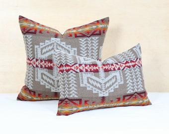 Khaki Trail Wool Pillow Cover, Tan Southwestern Pillow Cover (Made to Order)