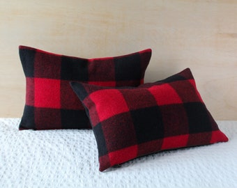 12x18 Buffalo Check Pillow Cover, Red Buffalo Check Pillow, Red Tartan Plaid Pillow (Ready to Ship)