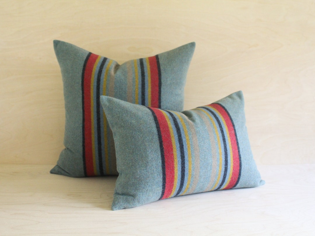 Yakima Camp Stripe Merino Wool Pillow Cover in Green Heather