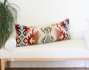 14x36 Stillwater Tan Wool Pillow Cover, Camel and Rust Southwestern Long Lumbar Pillow Cover (Ready to Ship)
