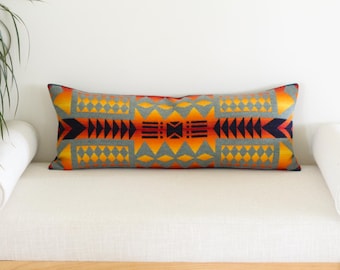 12x30 Fire Legend Wool Pillow Cover, Southwestern Pillow Cover (Ready to Ship)