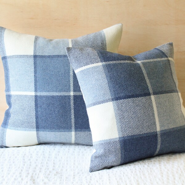 Blue Plaid Pillow Etsy