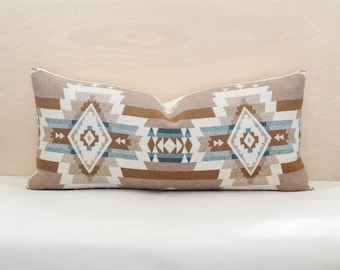 14x30 Rock Point Wool Pillow Cover, Tan and Cream Southwestern Pillow Cover (Made to Order)