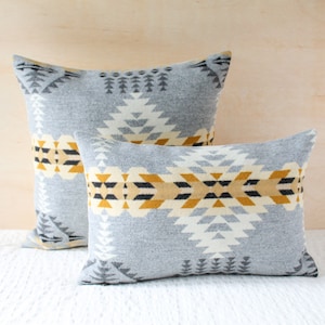 Rancho Arroyo Gray Wool Pillow Cover, Southwestern Pillow Cover (Made to Order)