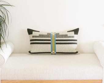 12x22 Seven Springs Wool Pillow Cover, Green Geometric Pillow Cover (Ready to Ship)