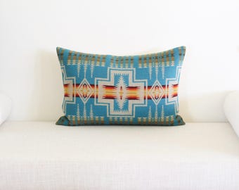 14x20 Turquoise Harding Wool Pillow Cover, Southwestern Pillow Cover (Made to Order)