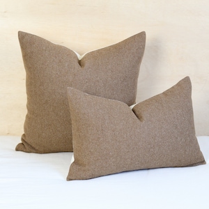 Gold Twill Wool Pillow Cover, Solid Tan Wool Pillow Cover (Made to Order)