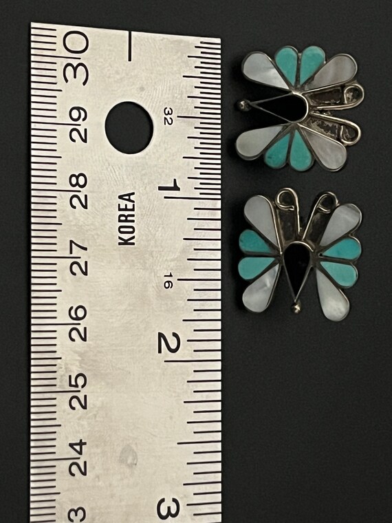 Zuni Butterfly Inlay Earrings Vintage Native Amer… - image 3
